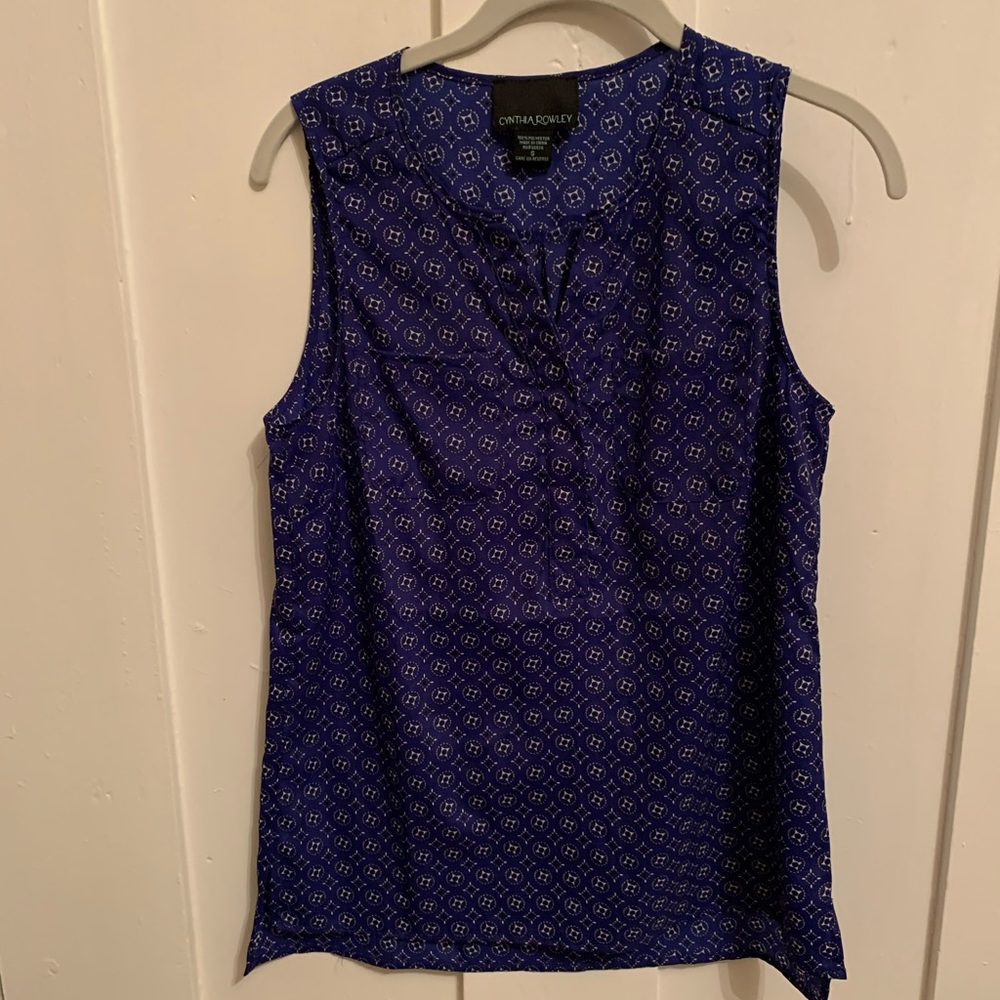 Cynthia Rowley Half Button Up Sleeveless Blouse